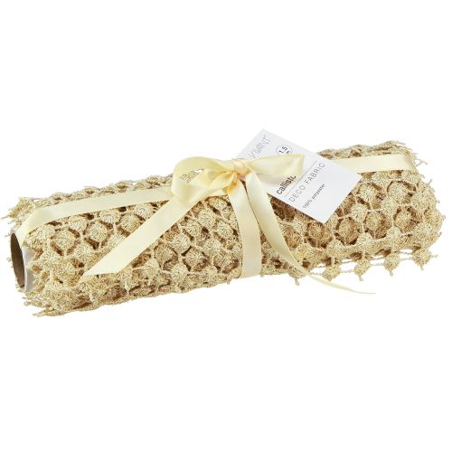 Artikel Tafelloper raster goud crème met glitter B19cm L1,5m