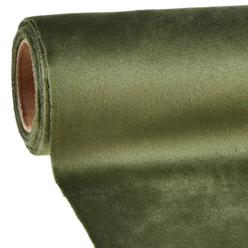 Floristik24 Fluwelen tafelloper donkergroen, 28×270cm - elegante tafelloper sierstof voor feestelijke decoratie