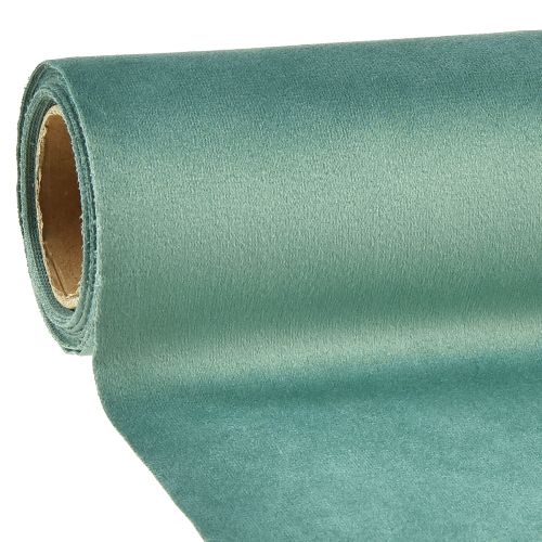 Floristik24 Fluwelen tafelloper groen turkoois, decoratieve stof 28×270cm - elegante tafelloper voor uw feestelijke decoratie