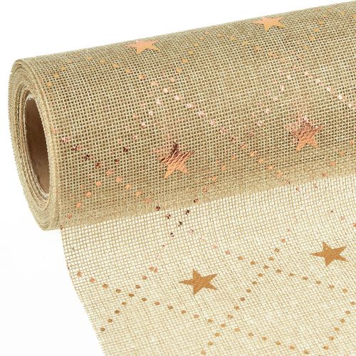 Artikel Kersttafelloper met glanzende sterren, goud, 48 cm x 4,5 m - Feestelijke decoratie