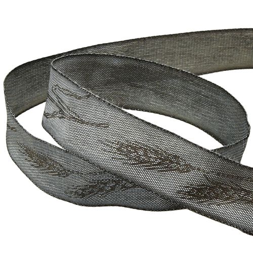 Artikel Rouwlint sierlint zilver zwart met oren B40mm L25m
