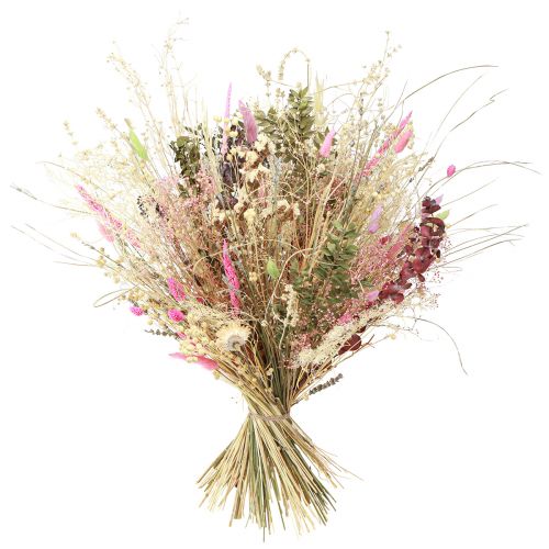 Artikel Droogbloemenboeket gras eucalyptus crème roze 200g