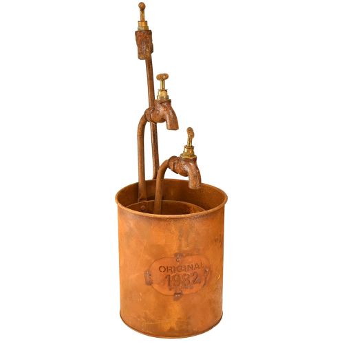Plantenbak patina decoratief metaal met kraan H25/37/43cm set van 3 stuks | Floristik24.nl