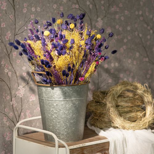 Plantenbak met handvatten, metalen plantenbak, plantenpot zilver, bruin Ø24cm H32,5cm