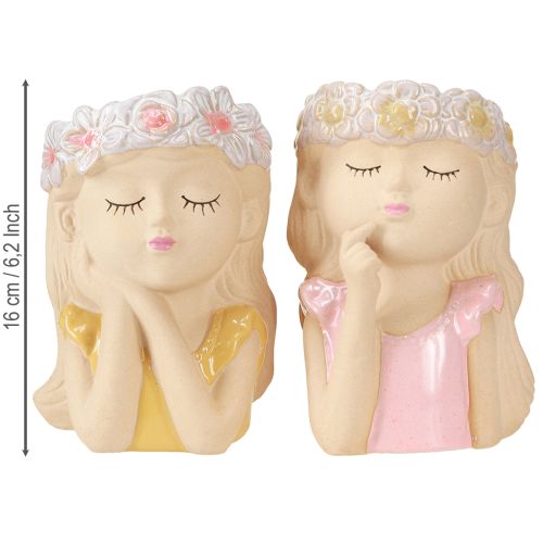Artikel Decoratieve vaas keramiek plantenbak meisje Ø7.5cm H16cm 2st