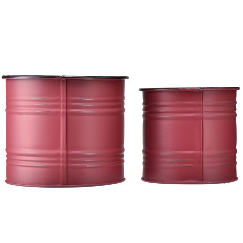Artikel Plantenbak Metaal Blikken Vintage Plantenpot Rood Bruin Ø12/9,5cm Set van 2