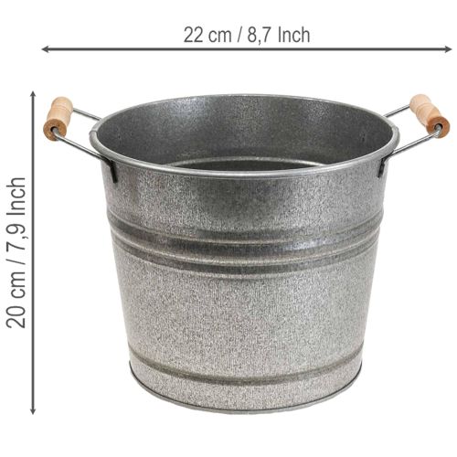 Artikel Vintage decoratieve metalen emmer/plantenpot, Ø22cm, H20cm
