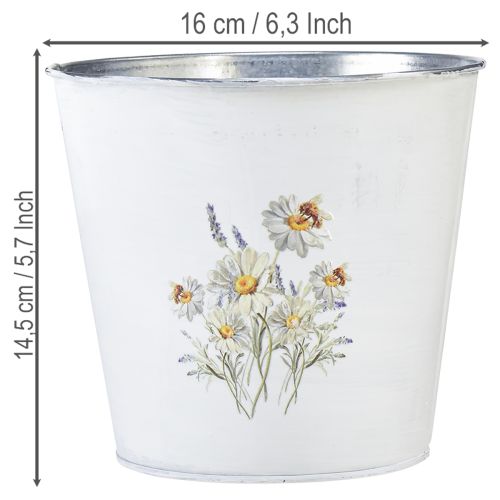 Artikel Witte metalen plantenbak, bloempot, Ø16cm H14,5cm