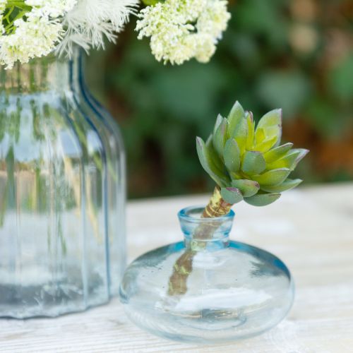 Bolvormige vazen plat glas decoratieve vazen blauw Ø9cm H6cm 6 stuks