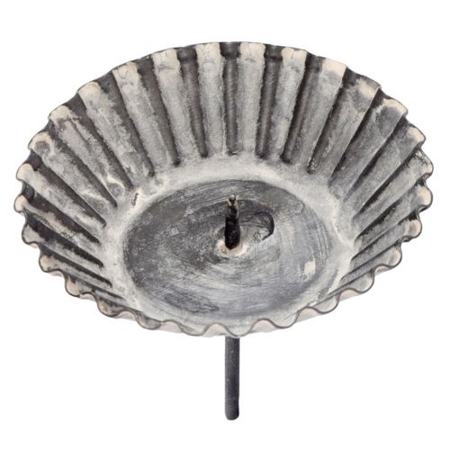 Floristik24 Vintage kaarsenhouder voor stompkaarsen om in te steken grijs Ø8,5cm 4 stuks