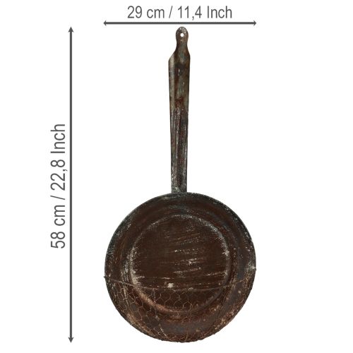 Artikel Metalen wanddecoratie, decoratieve mand, roestkleurige decoratieve schaal, bruin, H58cm