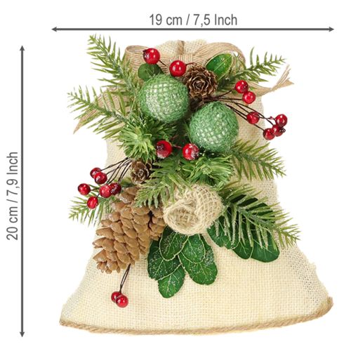 Artikel Kerst wanddecoratie, bel, jute, gesorteerd, H20cm, 2 stuks