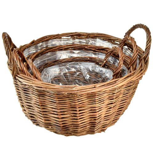 Floristik24 Rustieke rieten mandenset met handvatten - 3 maten (40cm, 33cm, 26cm) - Multifunctioneel voor huis en tuin - Set van 3