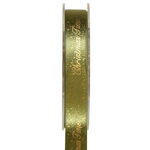 Artikel Kerstlint Kersttijdlint Groen Goud 15mm 20m
