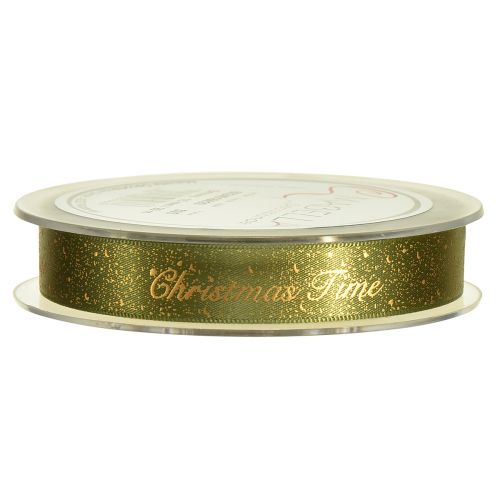 Artikel Kerstlint Kersttijdlint Groen Goud 15mm 20m
