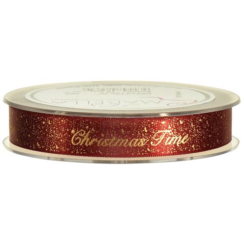 Artikel Kerstlint Kersttijdlint Rood Goud 15mm 20m