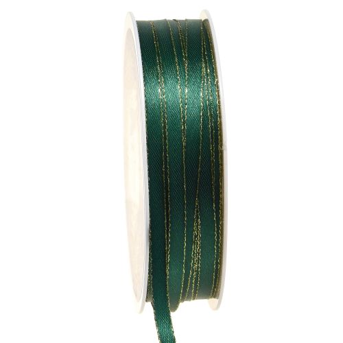 Artikel Kerstlint Decoratief lint in groen en goud B6mm L50m