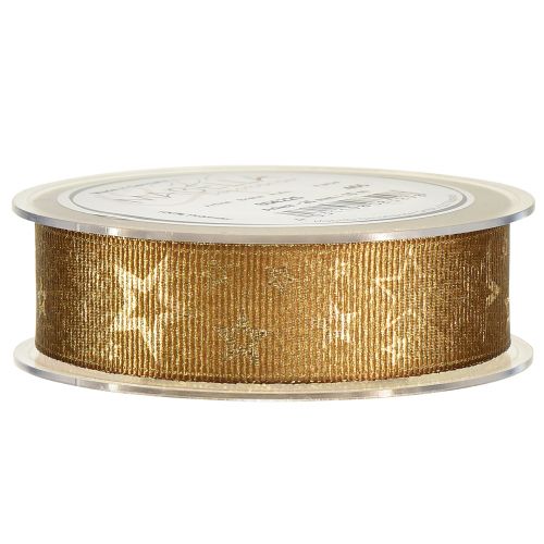 Artikel Kerstlint goud sieradenlint met sterren B25mm L15m