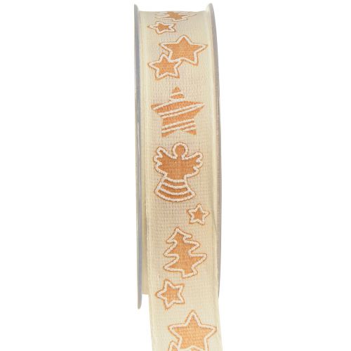 Kerstlint Honingcake Duurzaam Cadeaulint Crème 25mm 15m