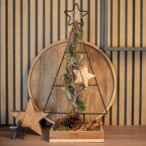 Floristik24 Metalen kerstboom met ster en dienblad - 25x18x66 cm - Moderne vakantiedecoratie