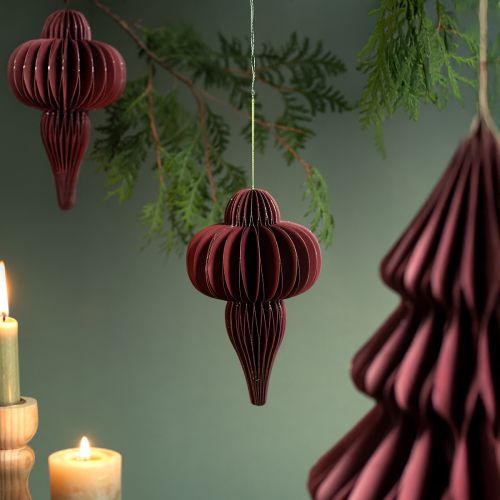 Artikel Kerstboomversiering van papier Bordeaux 20cm 2st