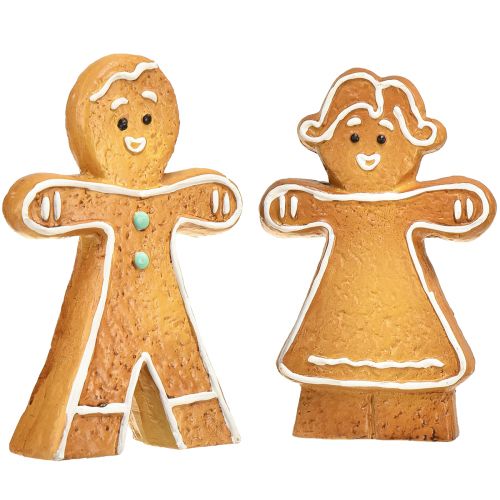 Artikel Kerstdecoratie peperkoek man en vrouw keramiek 16cm 2st