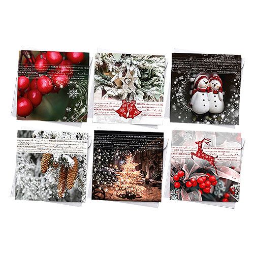 Floristik24 Kerstkaarten 12.5x12.5cm 6st