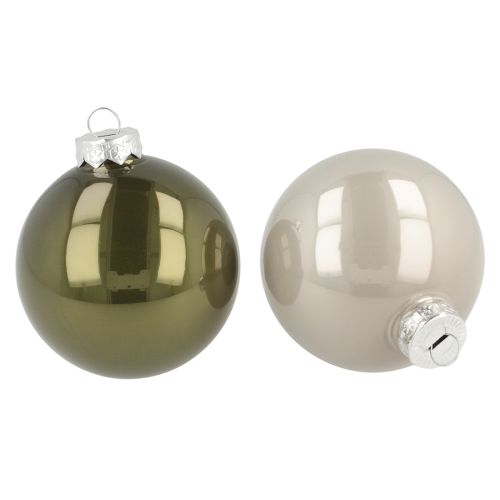 Floristik24 Kerstballen glazen bollen olijf zilvergrijs Ø7,5cm 12 stuks