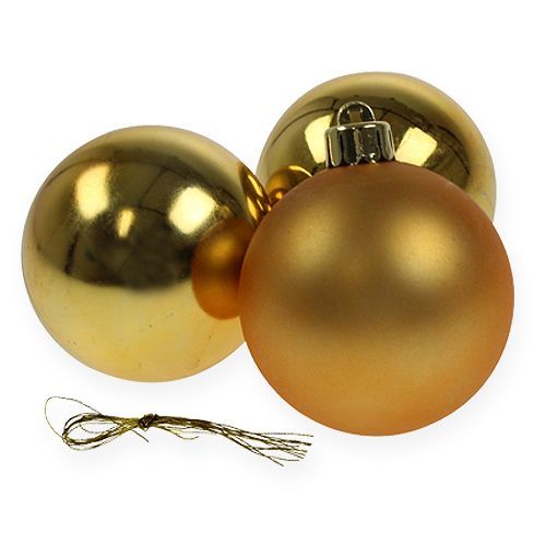 Kerstbal kunststof goud 6cm 12 st