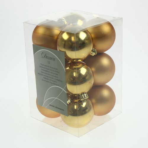 Artikel Kerstbal kunststof goud 6cm 12 st