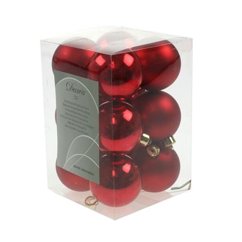 Artikel Kerstbal kunststof rood Ø6cm 12 st