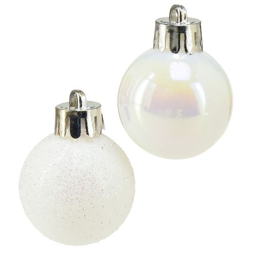 Floristik24 Kerstballen parelmoer wit kunststof Ø3cm 14st