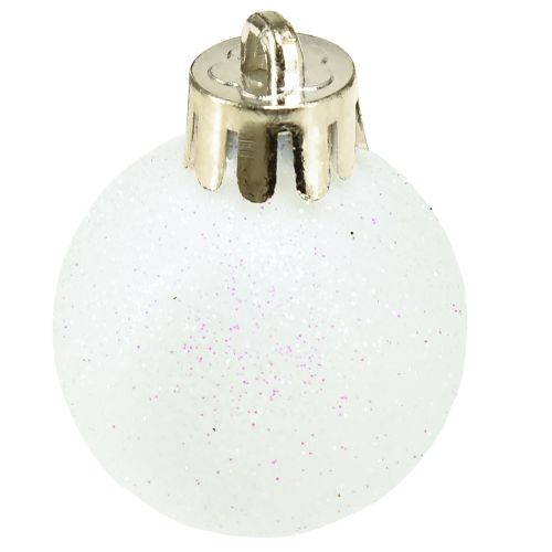 Artikel Kerstballen parelmoer wit kunststof Ø3cm 14st