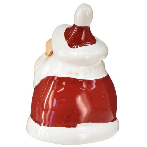 Artikel Kerstmanfiguur van keramiek, rood en wit, 6,4 cm – Feestelijke kerstversiering – 6 st