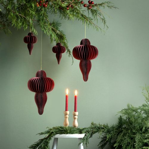 Floristik24 Kerstdecoratie papieren ornament Bordeaux H40cm 2 stuks
