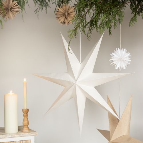 Artikel Papieren ster witte kerstster voor verlichting 60cm 2 stuks