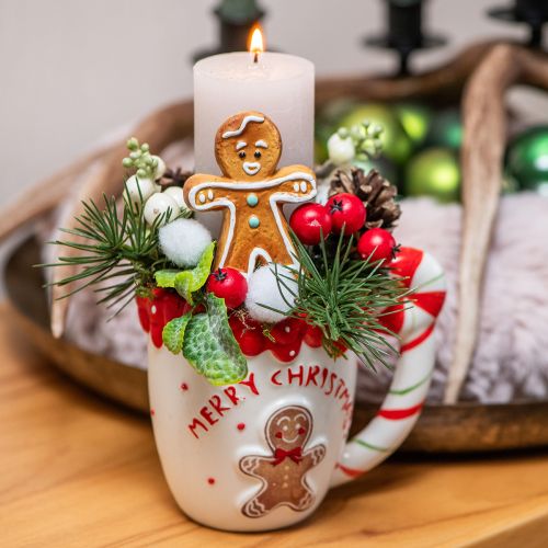 Artikel Kerstbeker Merry Christmas wit keramiek H10,5cm