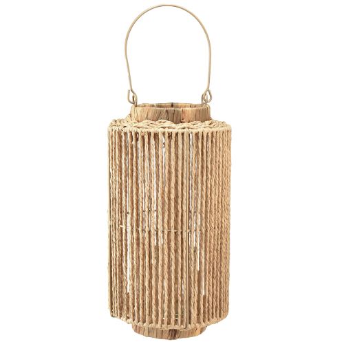 Floristik24 Raffia lantaarn met handvat natuurvezel voor LED kaars Ø19cm H36cm