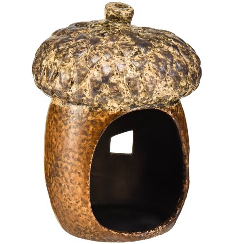 Artikel Lantaarn eikelbruin, 15,4 cm - Rustieke herfstdecoratie met hartmotief