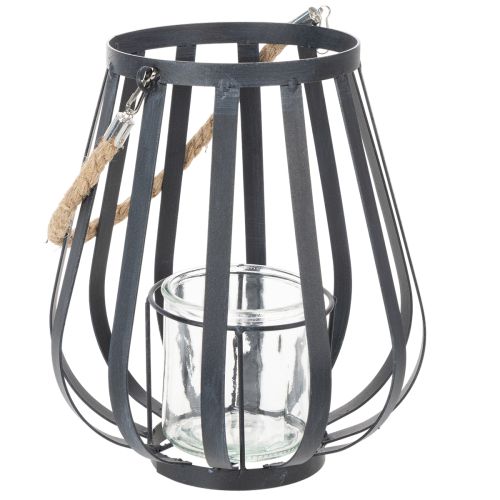 Artikel Metalen lantaarn met glas, antraciet, Ø23cm, H27cm