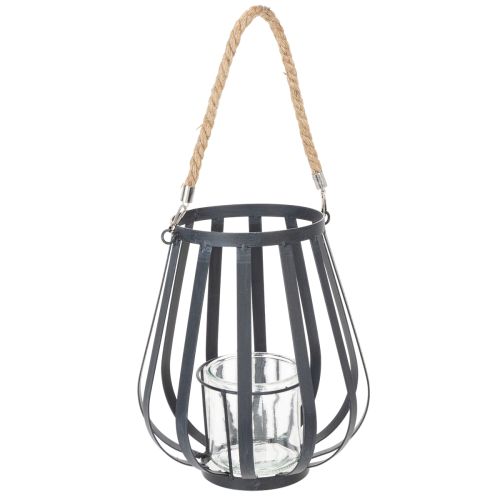 Floristik24 Metalen lantaarn met glas, antraciet, Ø23cm, H27cm
