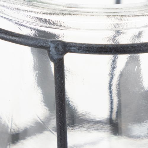 Artikel Metalen lantaarn met glas, antraciet, Ø23cm, H27cm