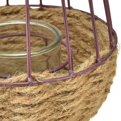 Artikel Lantaarn met handvat en glas paars naturel Ø18cm H22cm