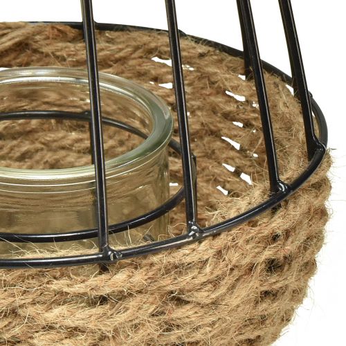Artikel Lantaarn met handvat en glas zwart naturel Ø18cm H22cm