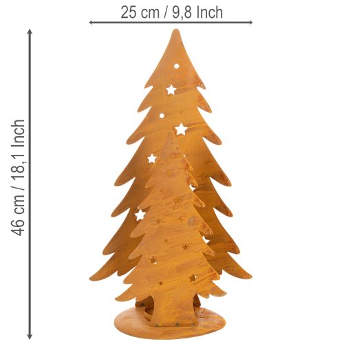 Kerstboomlantaarn, metalen decoratie met een rustieke afwerking, kersthoogte 46 cm en breedte 25,5 cm. | Floristik24.nl