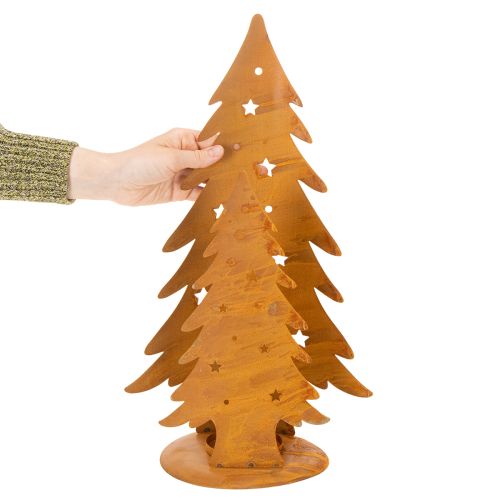 Kerstboomlantaarn, metalen decoratie met een rustieke afwerking, kersthoogte 46 cm en breedte 25,5 cm. | Floristik24.nl