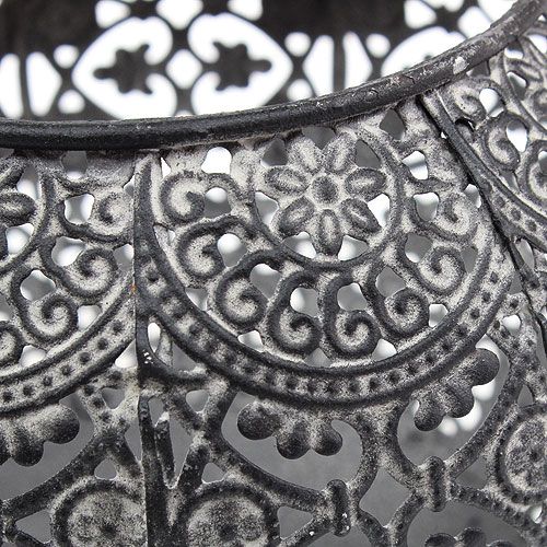 Floristik24 Lantaarn grijs oriental Ø10,5cm H7,5cm