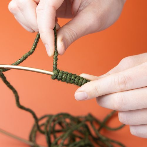 Artikel Groen wollen koord met gouden draad, 5m x 5mm met draad, voor decoratie en knutselen