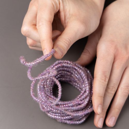 Artikel Wollen koord met roze en gouden draad, 5 m x 5 mm met draad, voor decoratie en knutselen.