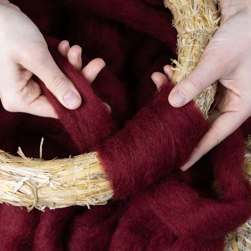 Artikel Wollen koord, decoratieve wol, donkerrood, 10 meter wollen lint voor bloemschikken en knutselen